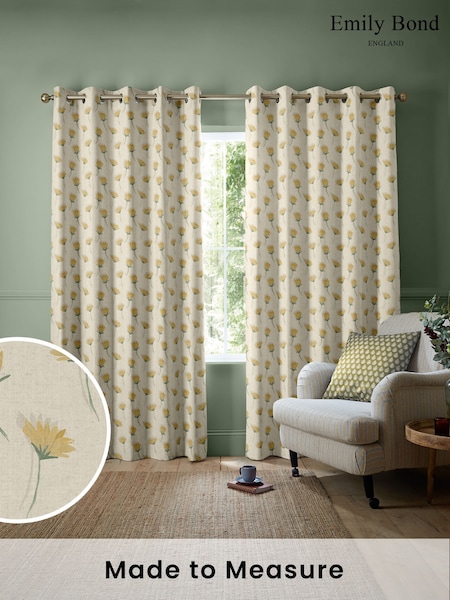 Emily Bond Yellow Cornflower Made to Measure Curtains (W25646) | £100