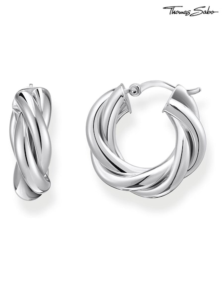 Thomas Sabo Silver Tone Twisted Creoles Earrings (W25696) | £90