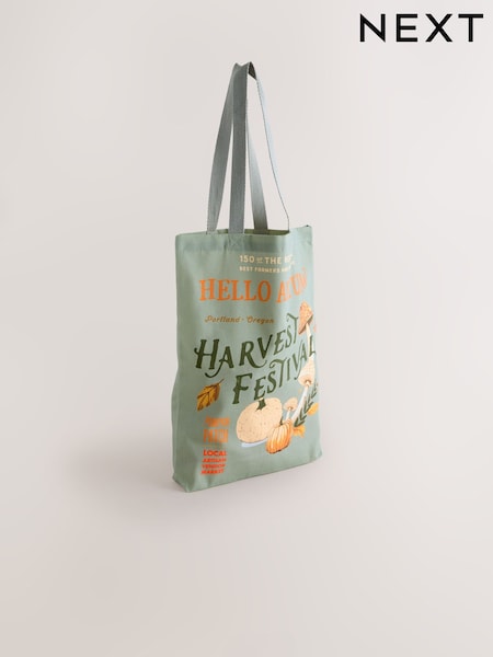 Khaki Green 100% Cotton Shopper Bag (W25699) | £7