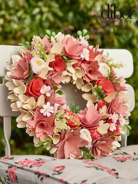 Dibor Pink Woodhall Floral Wreath (W25729) | £25