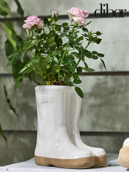 Dibor White Calstock Double Wellington Small Planter (W25733) | £25