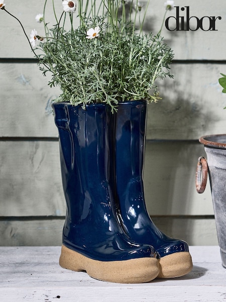 Dibor Blue Large Wellington Boots Planter (W25741) | £38