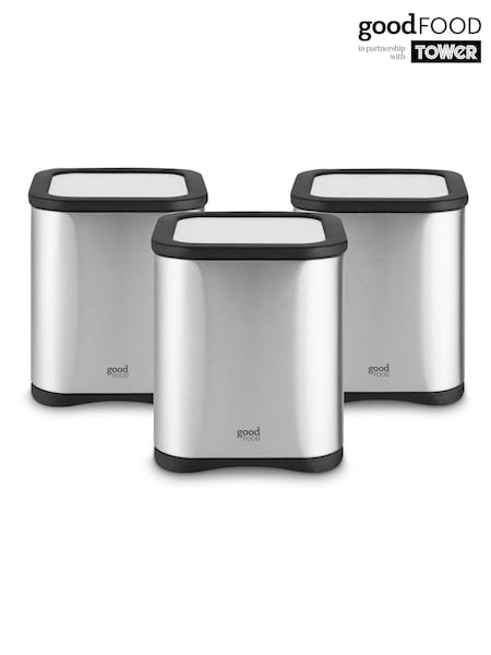 Good Food Set of 3 Silver Storage Canisters (W25747) | £40