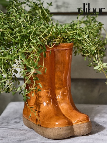 Dibor Orange Calstock Double Wellington Small Planter (W25748) | £25