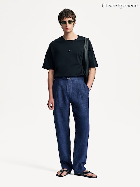Oliver Spencer Blue Belted Dubrow Suit Trousers (W25758) | £240