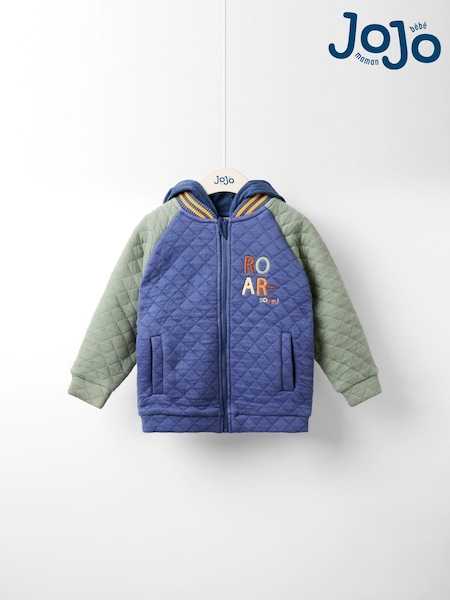 JoJo Maman Bébé Blue Appliqué Quilted Bomber Jacket (W25778) | £28 - £34