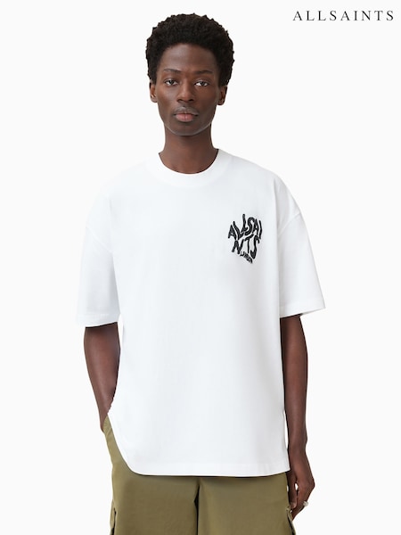 AllSaints White Orlando Crew 100% Organic Cotton T-Shirt (W25841) | £59