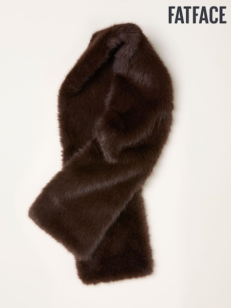 FatFace Chocolate Brown Faux Fur Scarf (W25862) | £40
