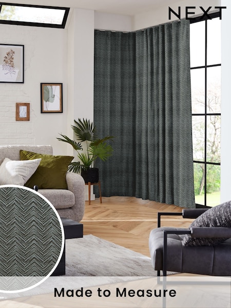 Eucalyptus Green Marte Made to Measure Curtains (W25877) | £109