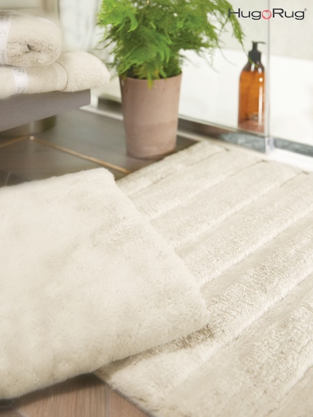 Hug Rug Navy Luxury Cotton Small Stripe Bathmat Runner (W25887) | £20