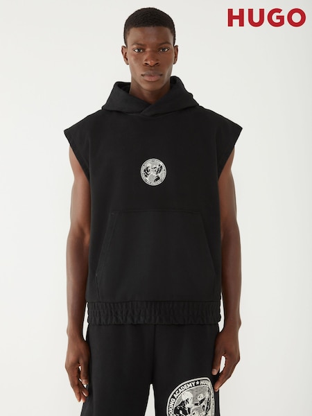 HUGO Black Sleeveless Boxing Hoodie (W25923) | £139