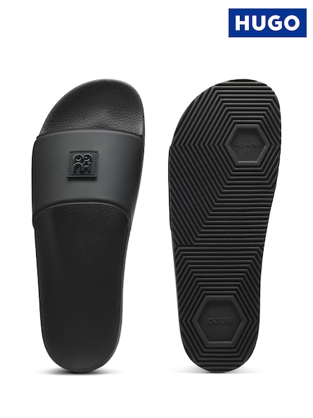 HUGO Black Metal Stack Logo Sliders (W25936) | £59