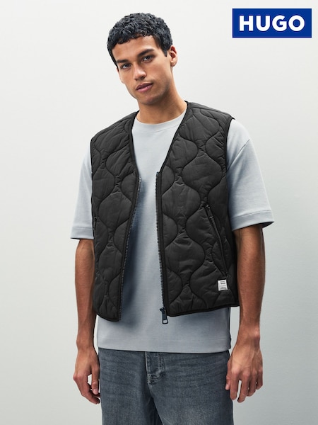 HUGO Black Quilted Gilet (W25941) | £159