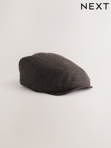 Brown Herringbone Flat Cap (W25972) | £18