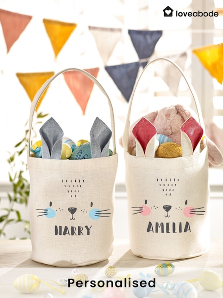 Personalised 100% Cotton Easter Bunny Face Treat Bag by Loveabode (W25983) | £15