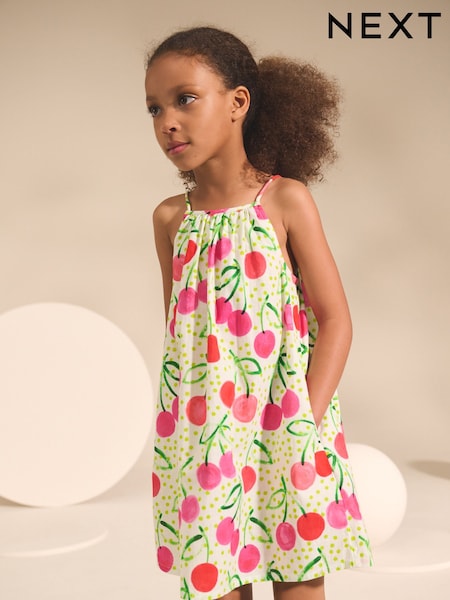 Cherry Print 100% Cotton Summer Dress (3-16yrs) (W25993) | £12 - £17