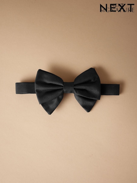 Black Signature Made In Italy Textured Silk Bow Tie (W26117) | £35