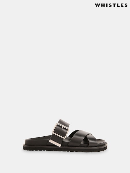 Whistles Black Celestine Buckle Detail Sliders (W26151) | £135