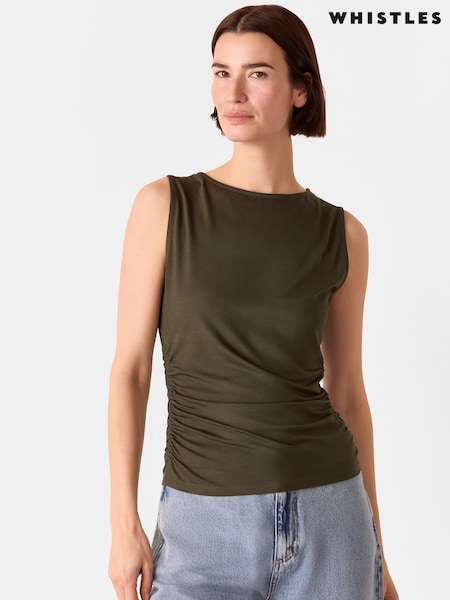 Whistles Green Ruched Back Sleeveless Top (W26156) | £59