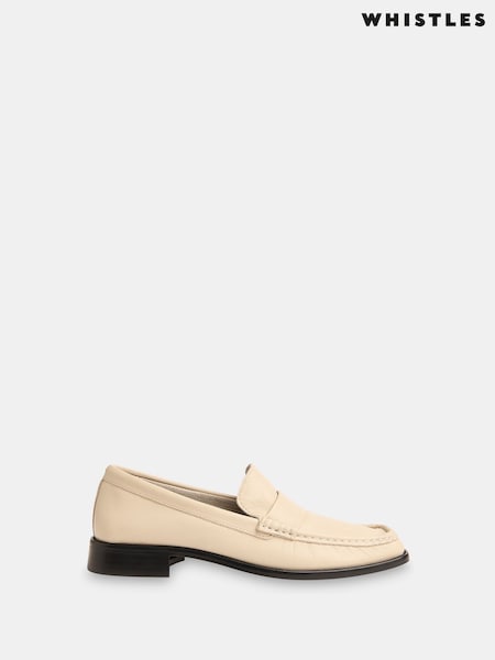 Whistles White Mora Square Toe Loafers (W26157) | £155