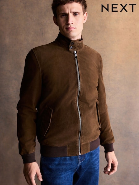 Brown Suede Harrington Jacket (W26308) | £200