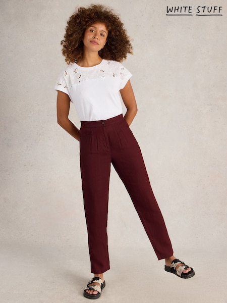 White Stuff Red Rowena 100% Linen Trousers (W26355) | £65