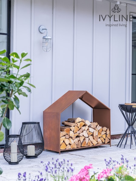 Ivyline Rust Garden House Log Storage (W26406) | £250