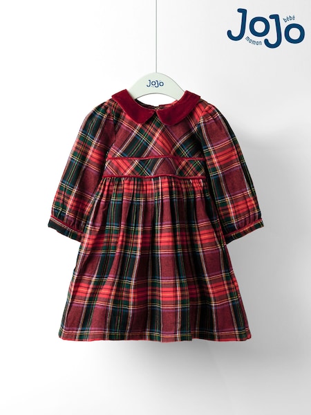 JoJo Maman Bébé Red Tartan Party Dress (W26430) | £40 - £46