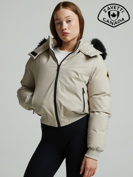 Zavetti Canada Girls Cream Arabella Hooded Bomber Jacket (W26505) | £90