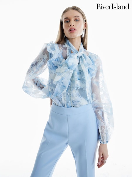 River Island Blue Premium Printed Shirt (W26542) | £0