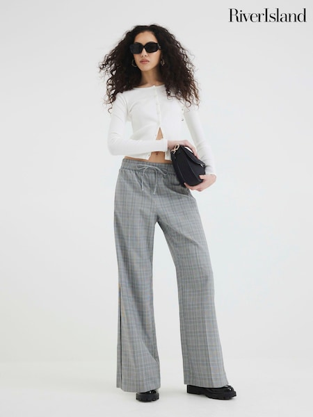 River Island Grey Elasticated Check Joggers (W26549) | £39