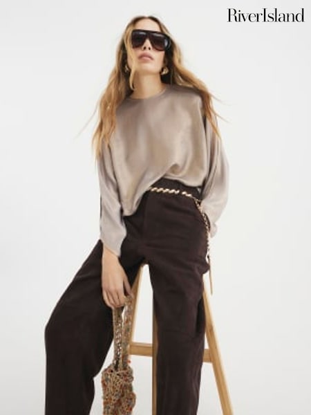 River Island Gold Short Sleeve Batwing T-Shirt (W26553) | £29