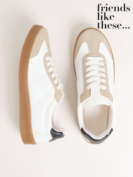 Friends Like These White Lace Up Retro Gumsole Sports Trainers (W26587) | £34