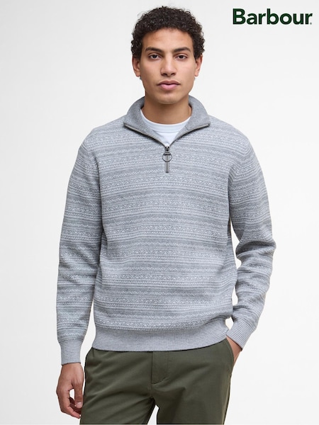 Barbour® Grey Dartfield Half Zip Knitted Jumper (W26612) | £129