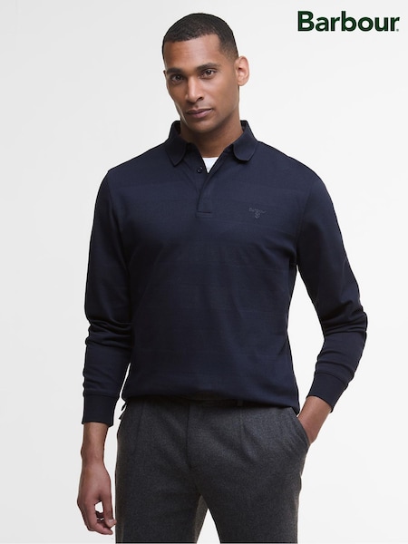 Barbour® Navy Waketown Tailored Longsleeve Polo Shirt (W26629) | £90