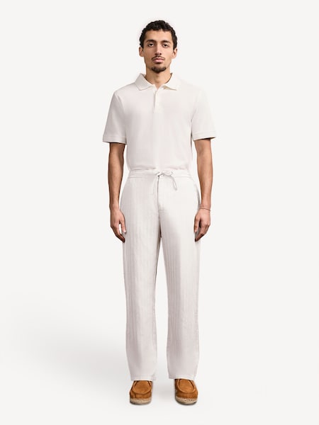 Frescobol Carioca Natural Mendes Trousers With Linen (W26804) | £195