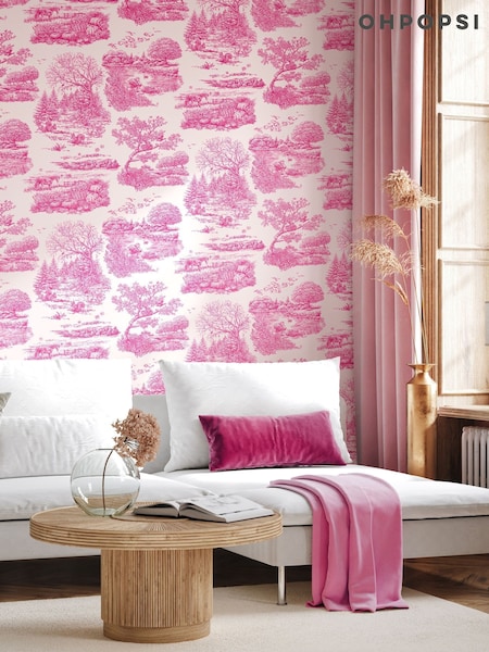 Ohpopsi Magenta Eve Toile Wallpaper (W26852) | £73