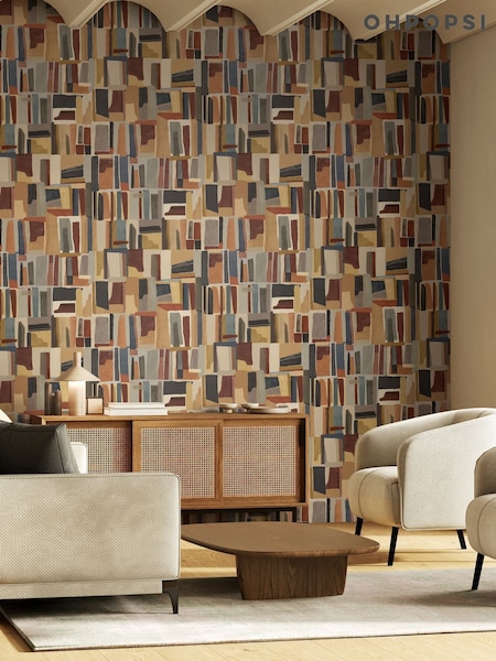 Ohpopsi Walnut Twist Abstract Cubes Wallpaper (W26859) | £83