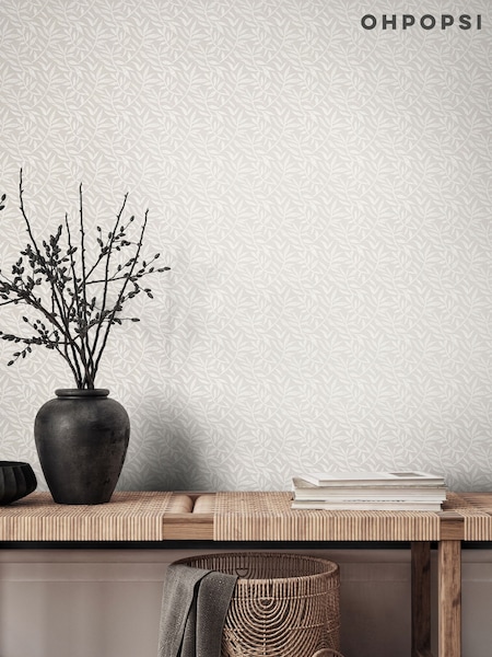 Ohpopsi Silver Dotty Leaf Print Wallpaper (W26872) | £73