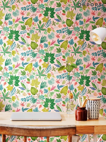 Ohpopsi Watermelon Lush Leaves Print Wallpaper (W26882) | £83