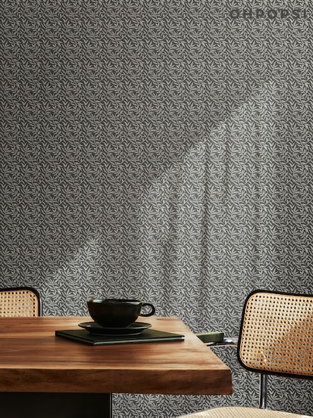 Ohpopsi Charcoal Dotty Leaf Print Wallpaper (W26892) | £73