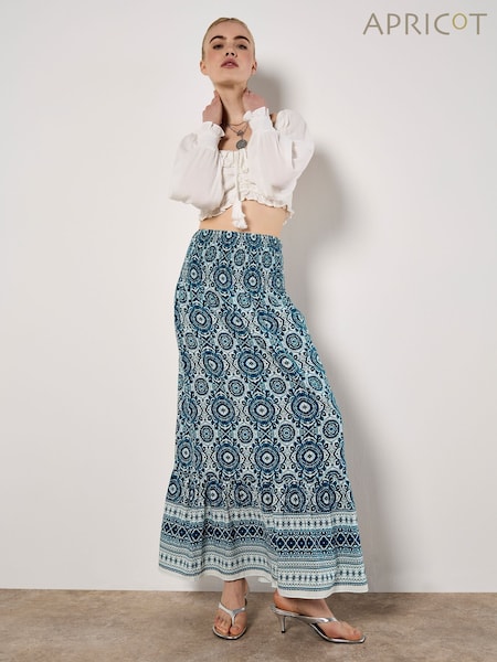 Apricot Blue Batik Kaleidoscope Border Skirt (W26964) | £0