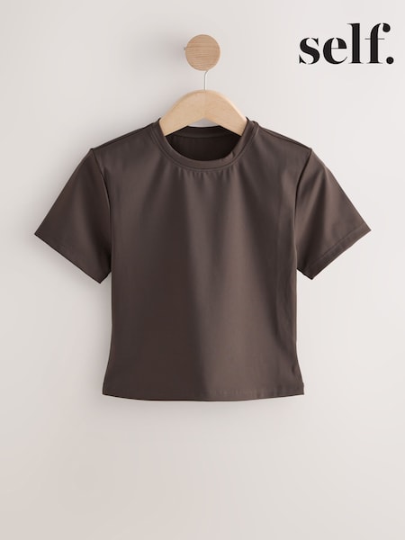self. Chocolate Fitted Short Sleeve Top (W26994) | £22