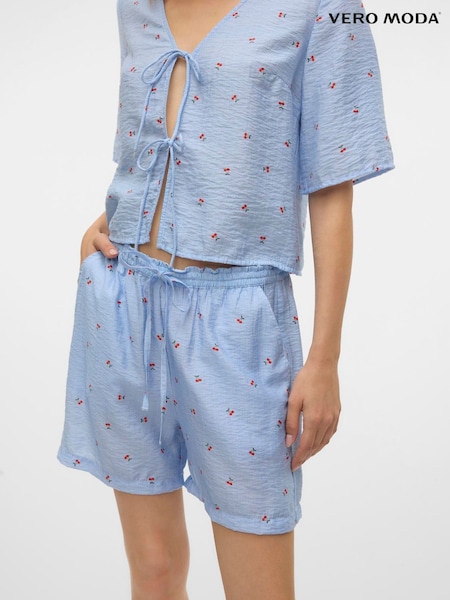 VERO MODA White Cherry Print Tie Waist Shorts (W27120) | £25