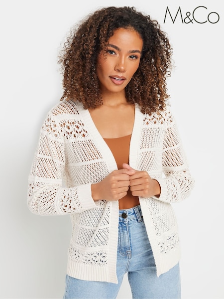 M&Co White Edge To Edge Crochet Cardigan (W27124) | £33