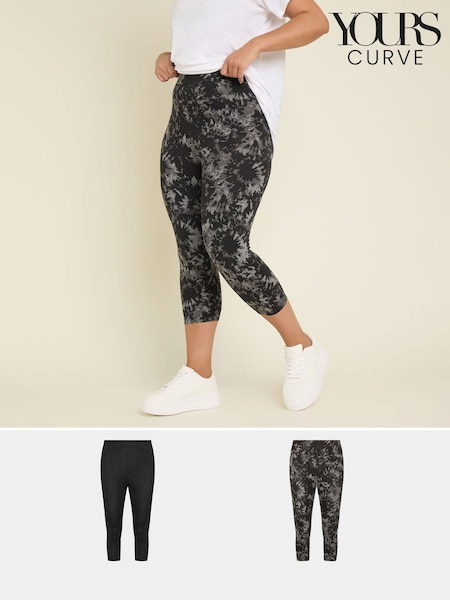 Yours Curve Grey Cropped Leggings 2 Pack (W27148) | £27