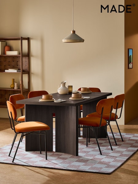 MADE.COM Dark Wood Effect Kain 6 Seater Fixed Dining Table (W27259) | £549