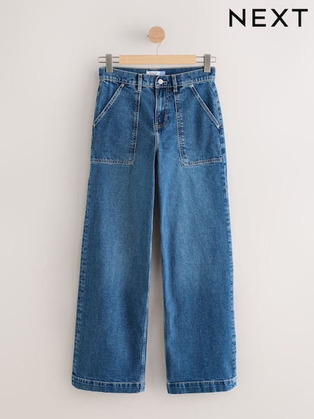 Dark Blue High Rise Utility Wide Leg Jeans (W27293) | £38