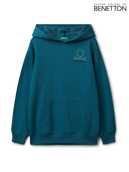Benetton Boys Blue Logo Print Hoodie (6-14 yrs) (W27294) | £26