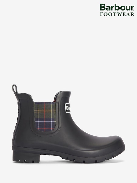 Barbour® Black Tartan Check Kingham Chelsea Wellington Boots (W27314) | £60